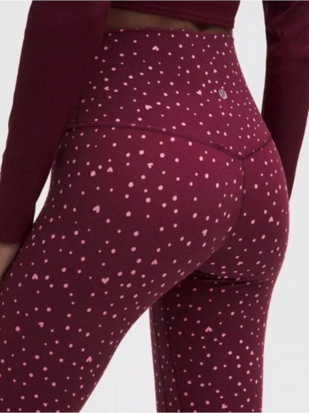 lululemon No Line Align Leggings in Burgundy Bay Scattered Hearts